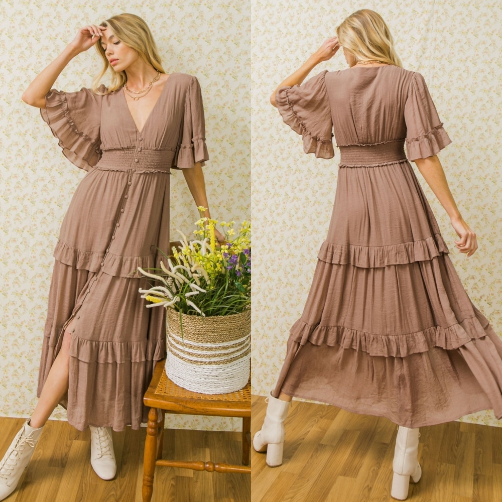 🤎NWOT A. Calin by Flying Tomato Mocha Maxi Dress - Picture 1 of 10